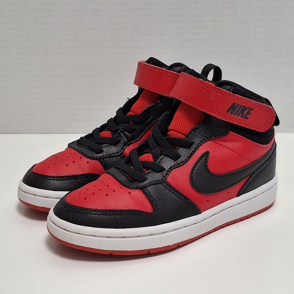 Nike Court Borough Mid 2 GS Bred Retro CD7783-602 Black Red Youth Size 11C